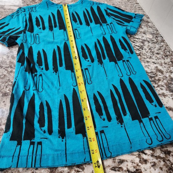 Andy Warhol Tee Knife Graphic Turquoise Cotton Youth Large - Picture 4 of 8